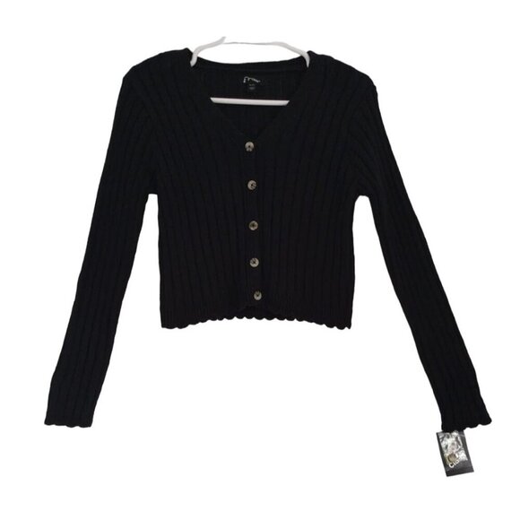 Art Class Womens Black Ribbed V-Neck Button-Up Cardigan Sweater XL. NWT - Picture 1 of 7